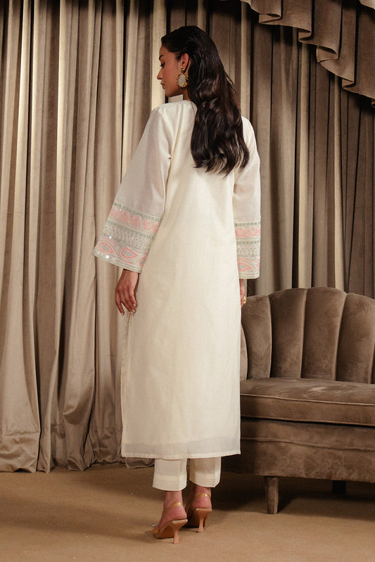 2 PIECE EMBROIDERED PAPER COTTON SUIT (LUXURY-PRET)
