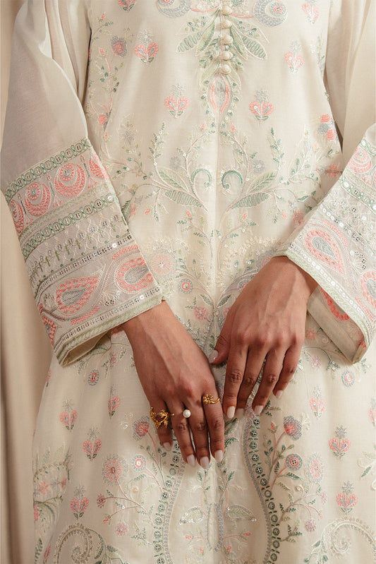 2 PIECE EMBROIDERED PAPER COTTON SUIT (LUXURY-PRET)