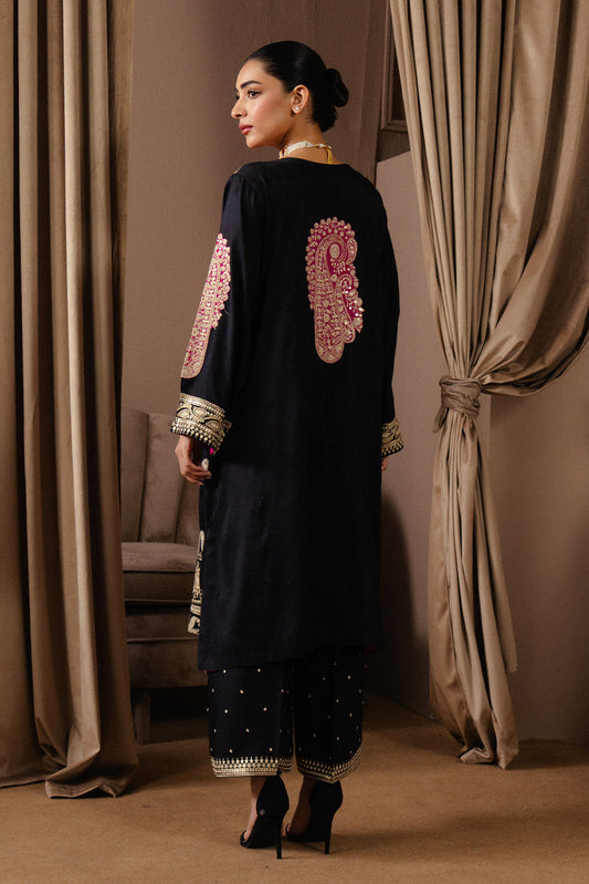 2 PIECE EMBROIDERED RAW SILK SUIT (LUXURY-PRET)