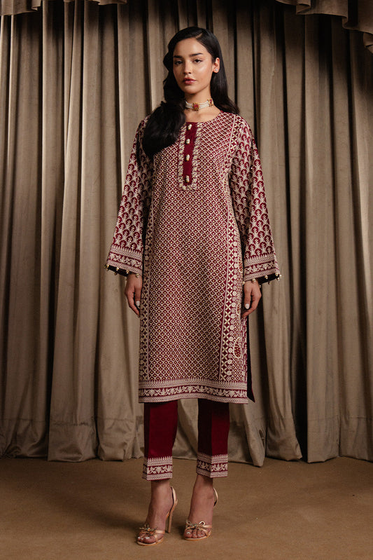 2 PIECE EMBROIDERED RAW SILK SUIT (LUXURY-PRET)