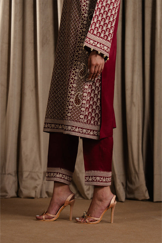 2 PIECE EMBROIDERED RAW SILK SUIT (LUXURY-PRET)