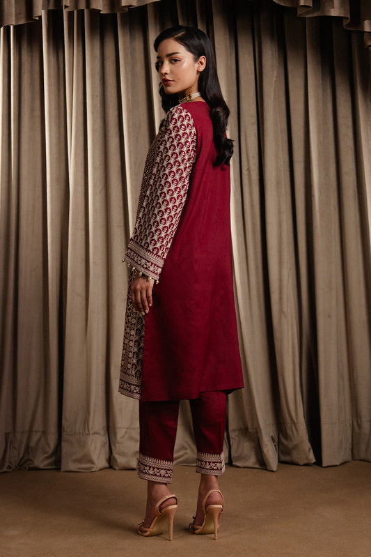 2 PIECE EMBROIDERED RAW SILK SUIT (LUXURY-PRET)