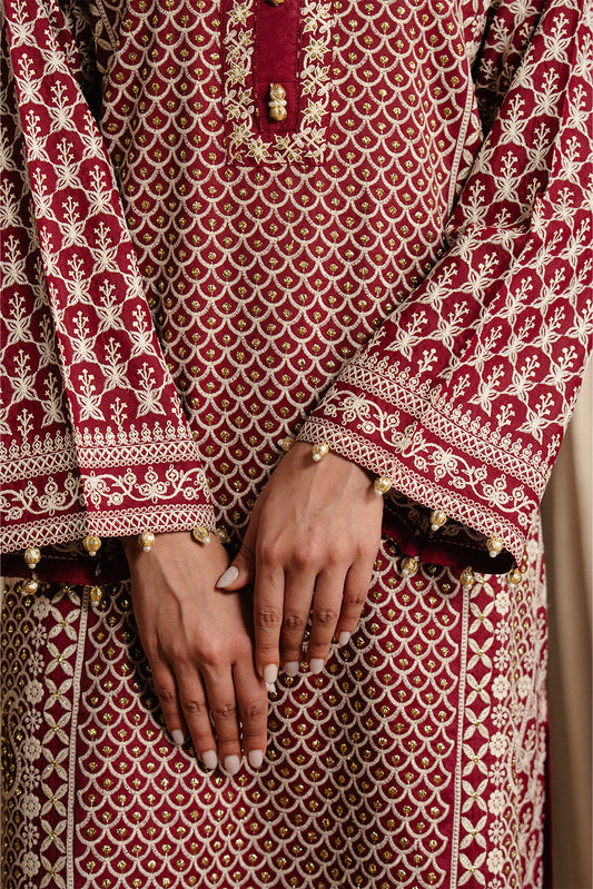 2 PIECE EMBROIDERED RAW SILK SUIT (LUXURY-PRET)
