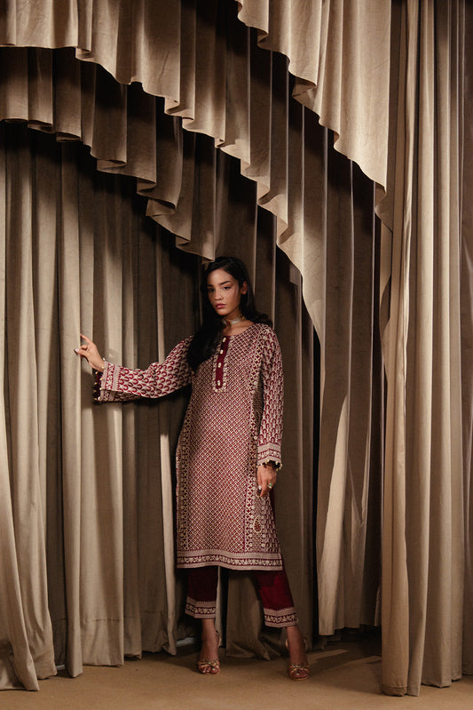 2 PIECE EMBROIDERED RAW SILK SUIT (LUXURY-PRET)