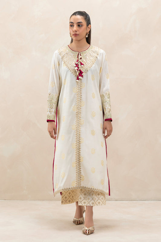 2 PIECE EMBROIDERED RAW SILK JACQUARD SUIT (LUXURY-PRET)