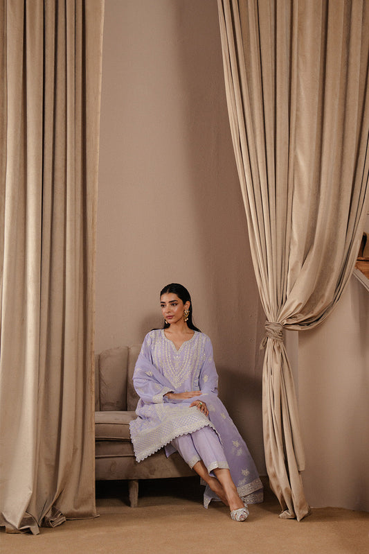 3 PIECE EMBROIDERED RAW SILK SUIT (LUXURY-PRET)