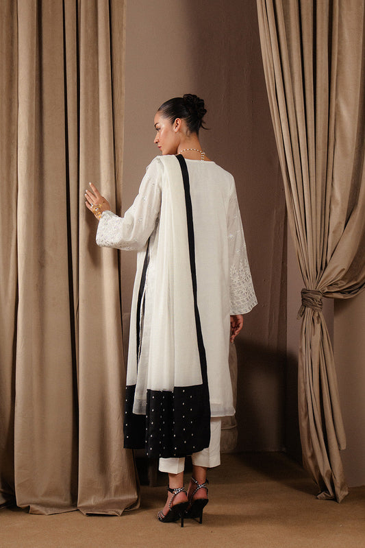 3 PIECE EMBROIDERED PAPER COTTON SUIT (LUXURY-PRET)