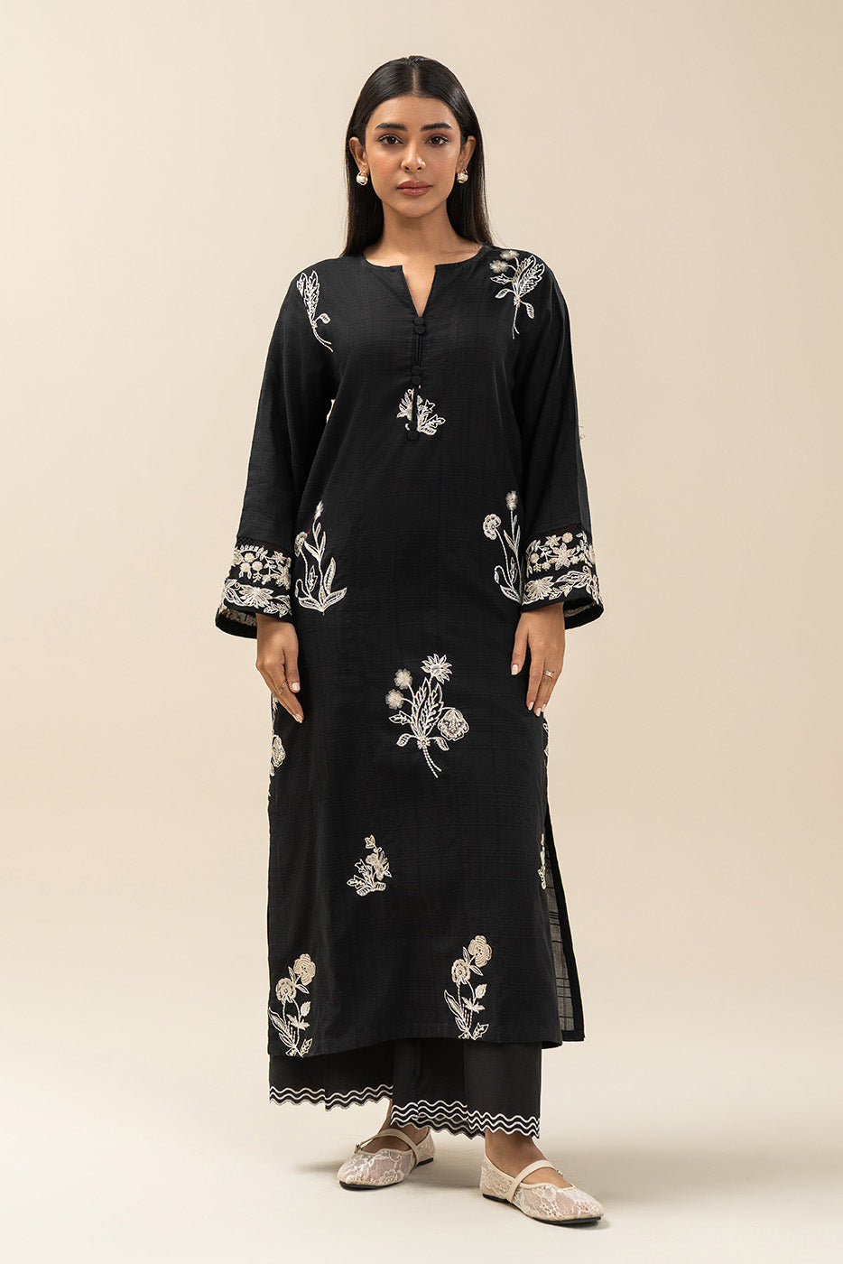 EMBROIDERED DOBBY SHIRT (PRET)