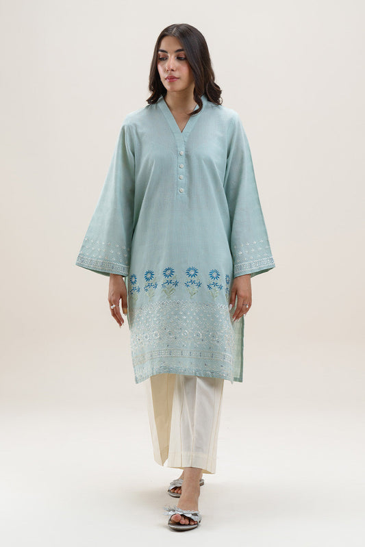 EMBROIDERED PEACH DORIA SHIRT (PRET)