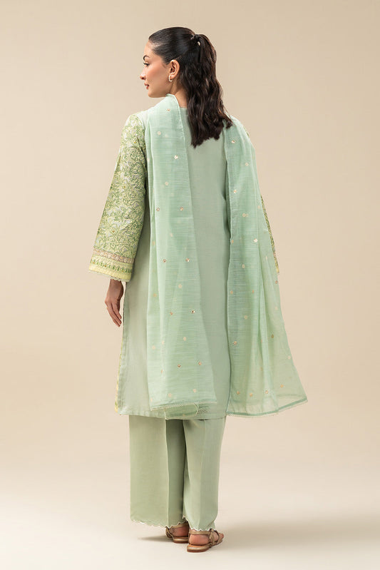 3 PIECE EMBROIDERED PAPER COTTON SUIT (PRET)