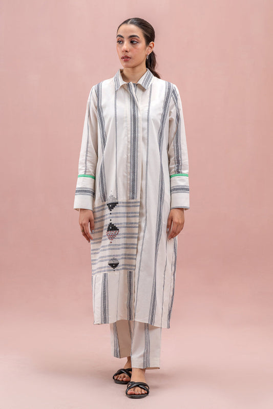 2 PIECE EMBROIDERED DOBBY SUIT (PRET)