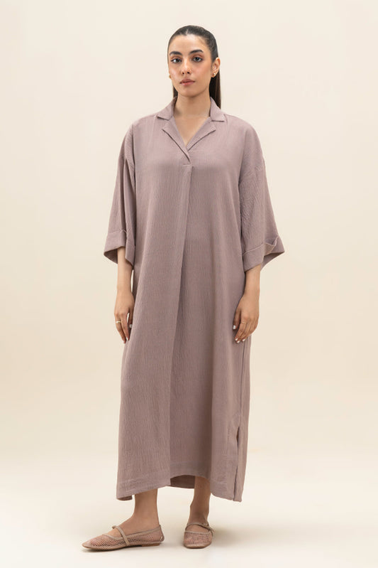 NOTCH COLLAR LOOSE FIT DRESS