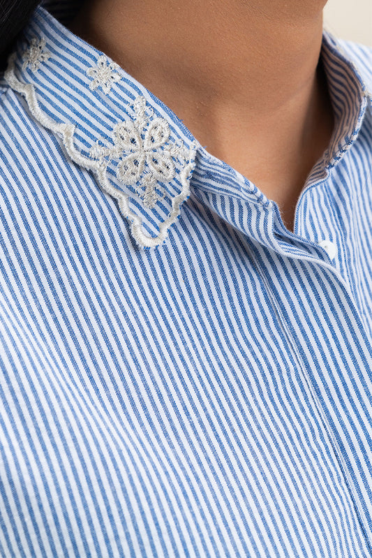 BUTTON-THROGH EMBROIDERED SHIRT