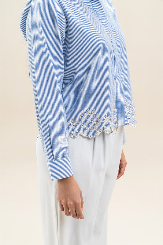 BUTTON-THROGH EMBROIDERED SHIRT