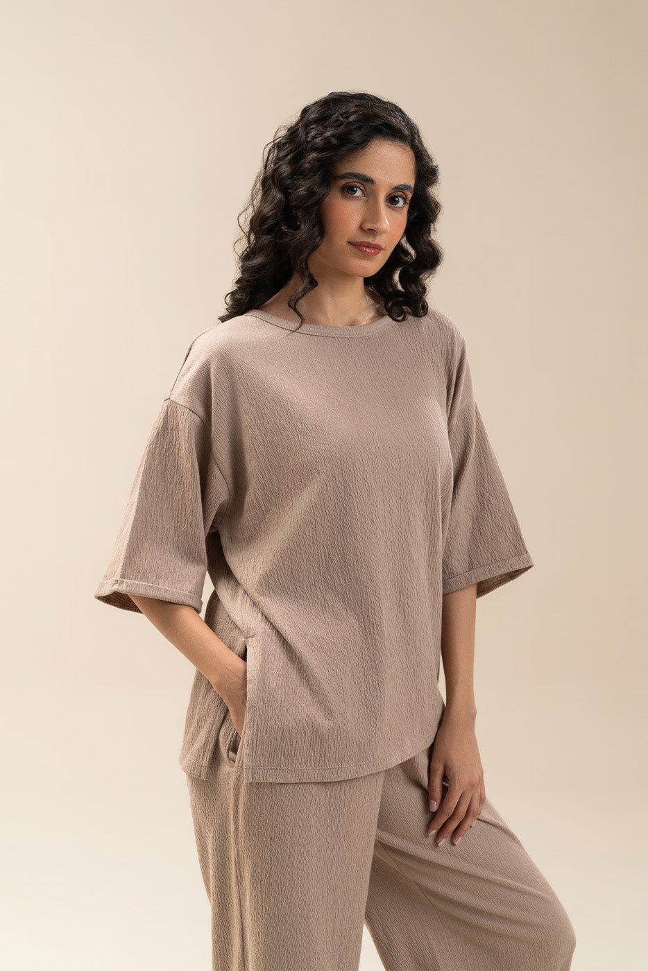 SEER SUCKER WIDE LEG TROUSER