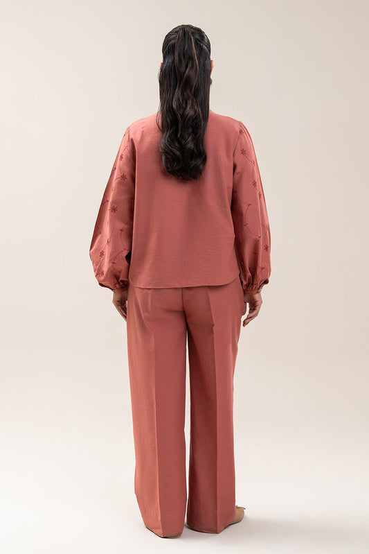 V-NECK EMBROIDERED CO-ORD SET