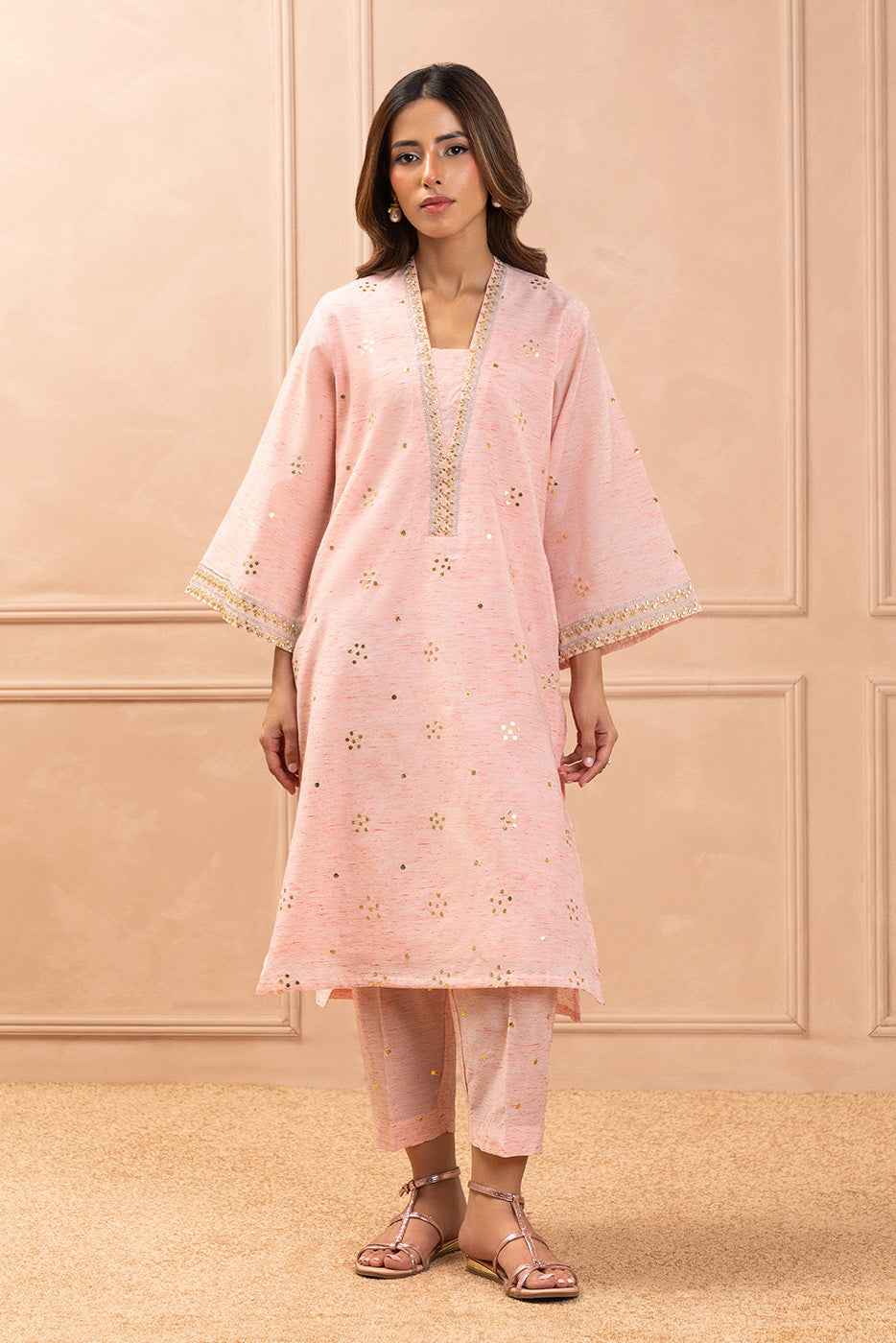 2 PIECE EMBROIDERED SPACE DYED MULTI NAPS SUIT (LUXURY PRET)