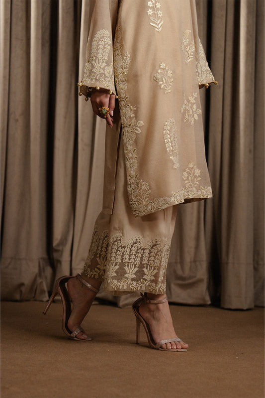 2 PIECE EMBROIDERED COTTON NET SUIT (LUXURY-PRET)
