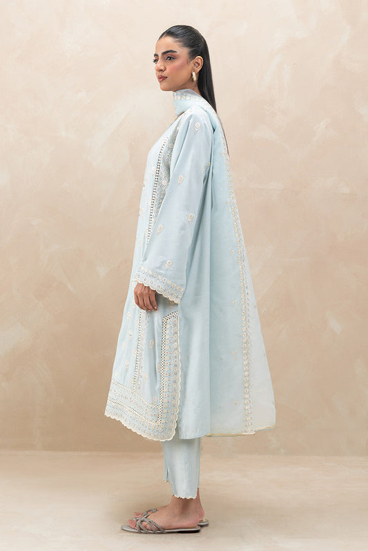 3 PIECE EMBROIDERED RAW SILK SUIT (LUXURY-PRET)