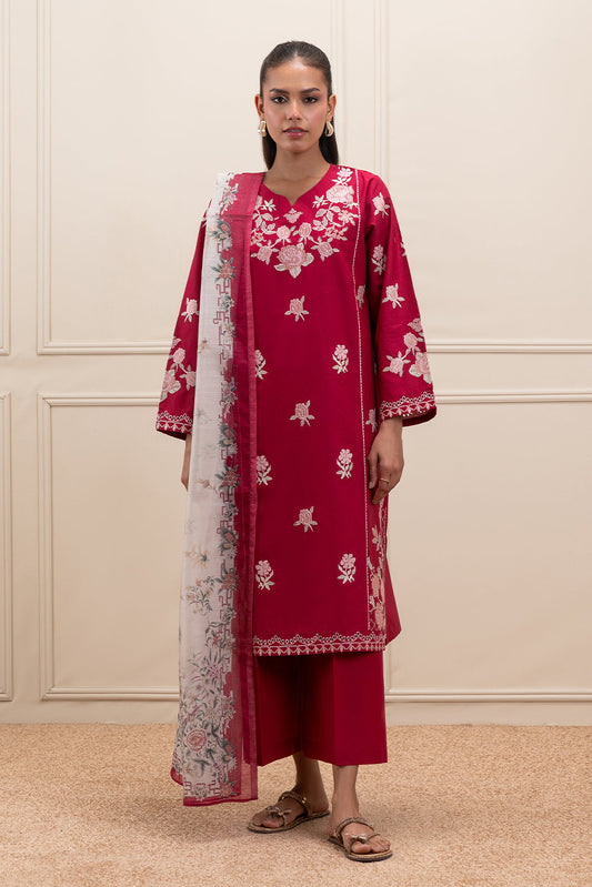 3 PIECE EMBROIDERED LAWN SUIT (PRET)
