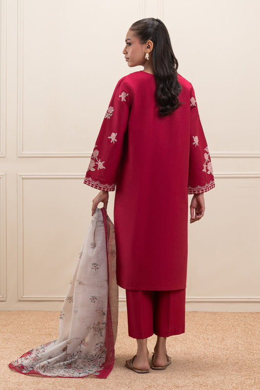 3 PIECE EMBROIDERED LAWN SUIT (PRET)