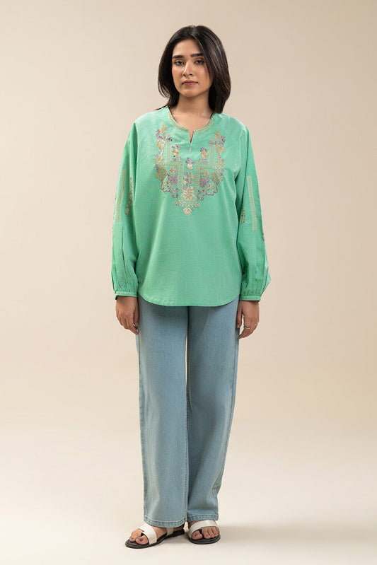 EMBROIDERED CHAMBRAY TOP (PRET)