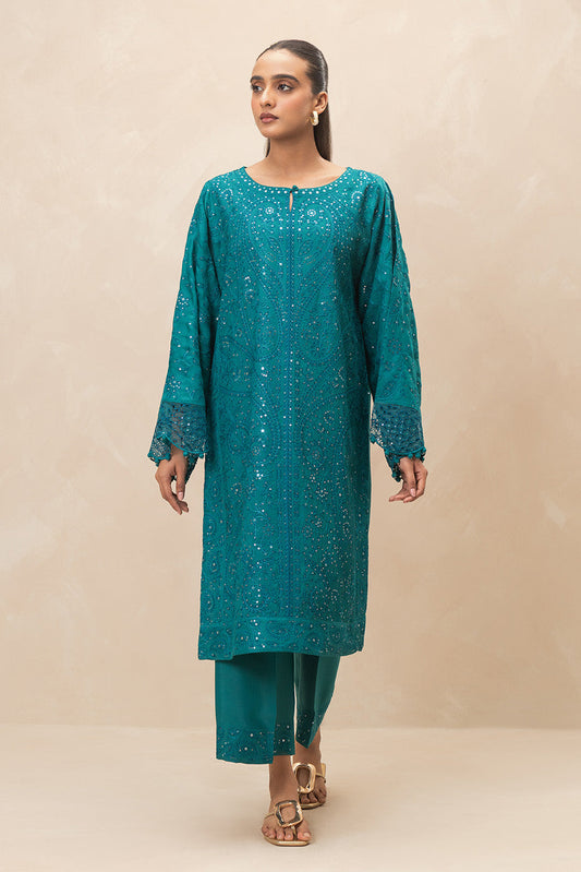 2 PIECE EMBROIDERED RAW SILK SUIT (LUXURY-PRET)