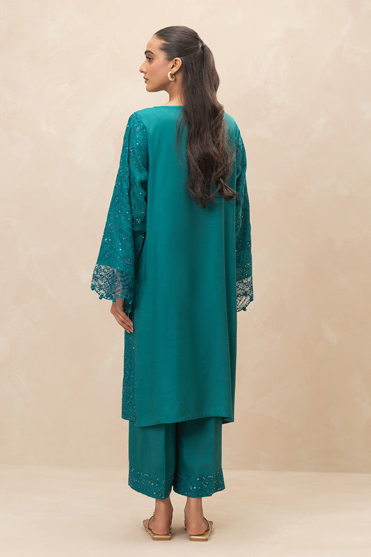 2 PIECE EMBROIDERED RAW SILK SUIT (LUXURY-PRET)