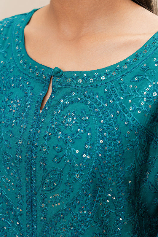 2 PIECE EMBROIDERED RAW SILK SUIT (LUXURY-PRET)