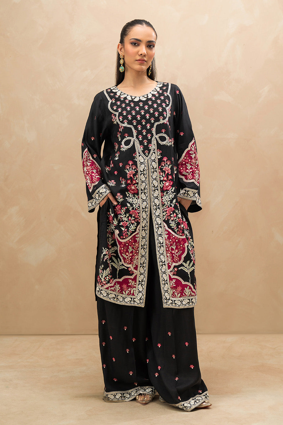 2 PIECE EMBROIDERED RAW SILK SUIT (LUXURY-PRET)