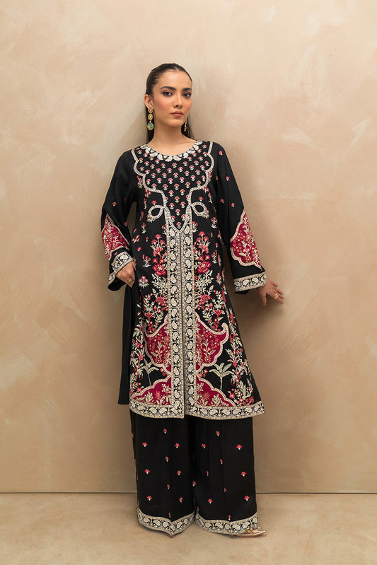2 PIECE EMBROIDERED RAW SILK SUIT (LUXURY-PRET)