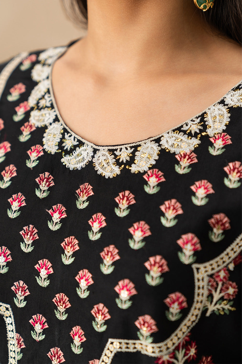 2 PIECE EMBROIDERED RAW SILK SUIT (LUXURY-PRET)