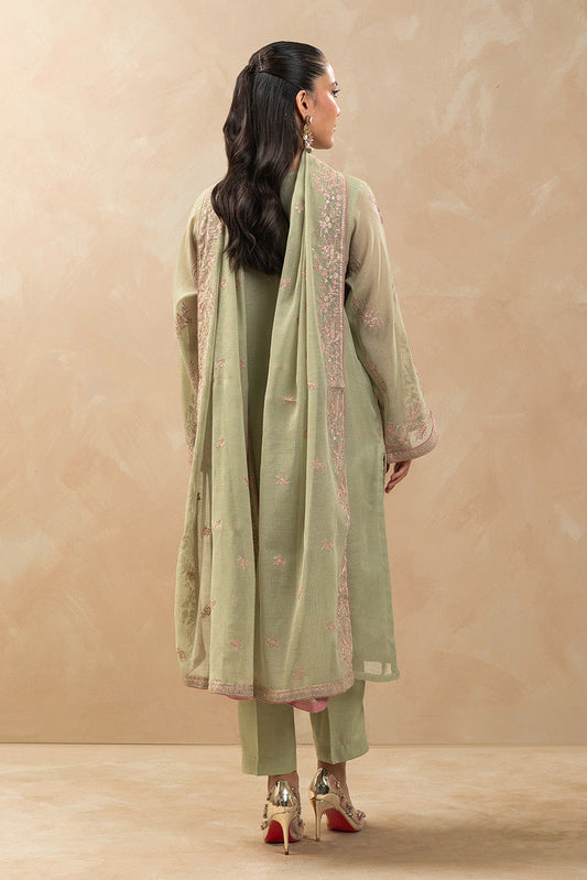 3 PIECE EMBROIDERED COTTON NET SUIT (LUXURY-PRET)