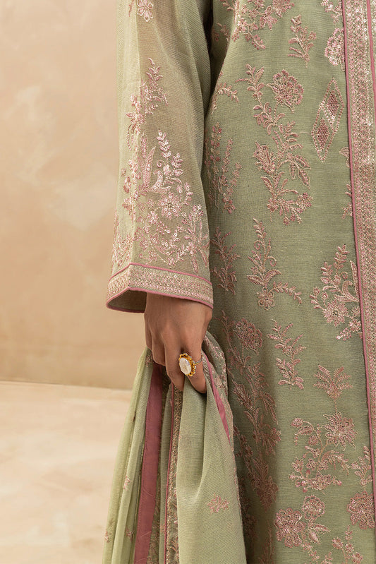 3 PIECE EMBROIDERED COTTON NET SUIT (LUXURY-PRET)