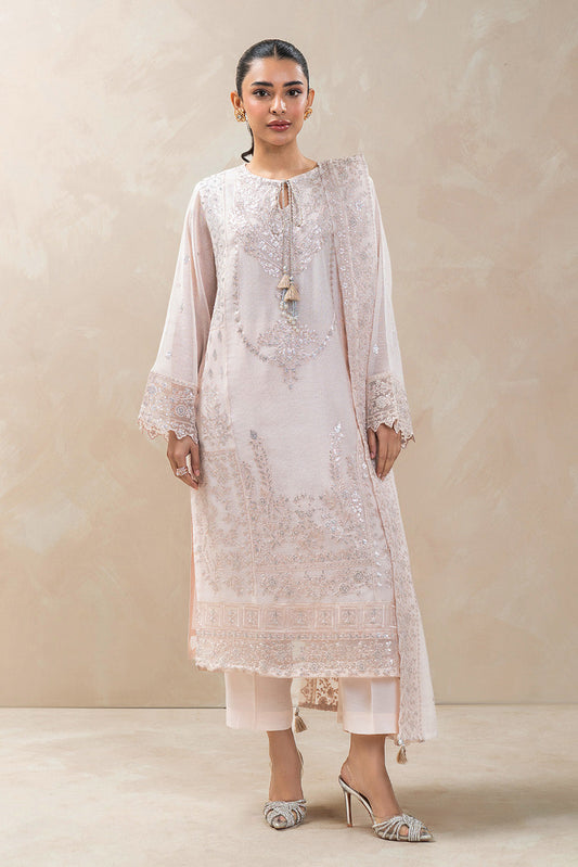 3 PIECE EMBROIDERED COTTON NET SUIT (LUXURY-PRET)