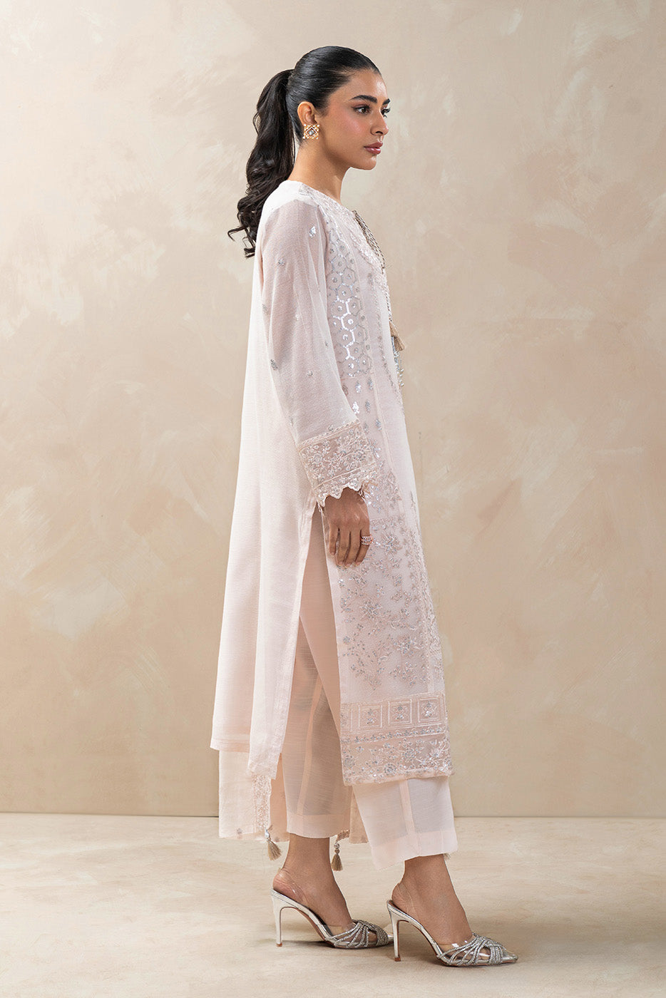 3 PIECE EMBROIDERED COTTON NET SUIT (LUXURY-PRET)