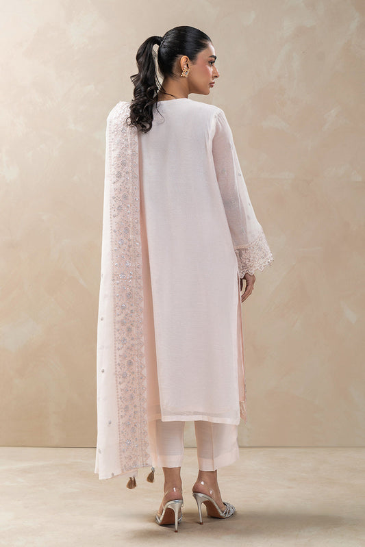 3 PIECE EMBROIDERED COTTON NET SUIT (LUXURY-PRET)