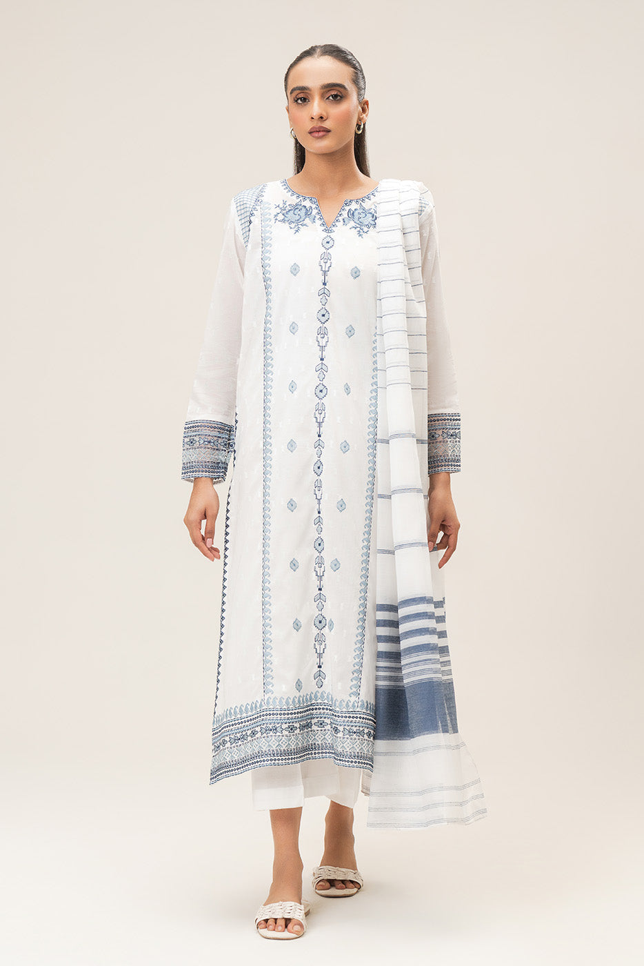 3 PIECE EMBROIDERED BROCHIA SUIT (PRET)