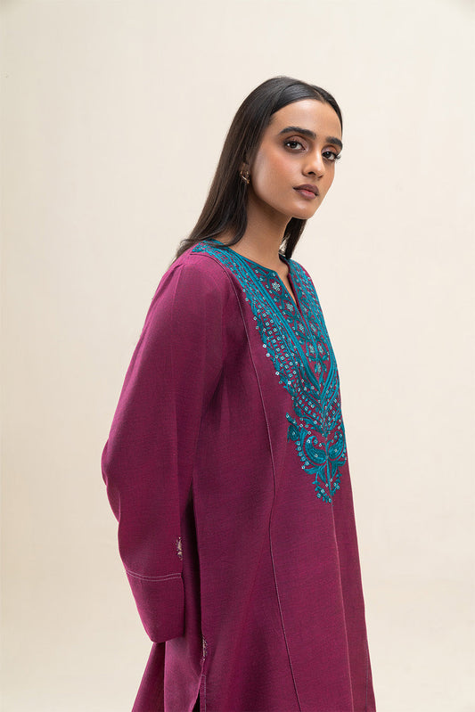 2 PIECE EMBROIDERED CHAMBRAY SUIT (PRET)