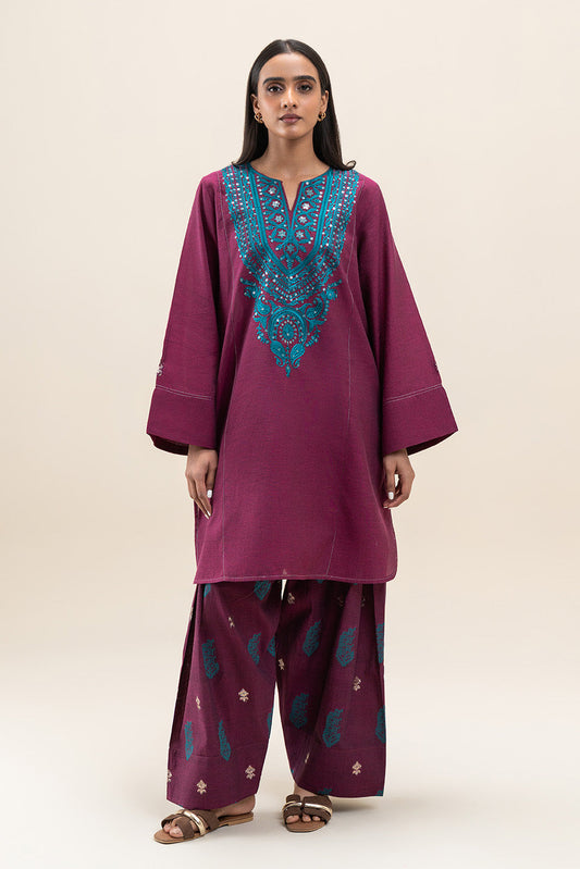 2 PIECE EMBROIDERED CHAMBRAY SUIT (PRET)
