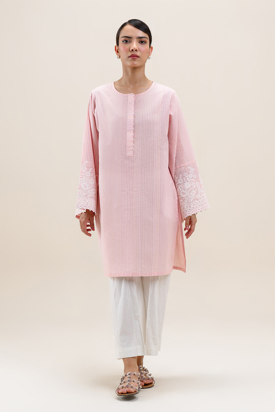 EMBROIDERED COTTON BADLA SHIRT (PRET)