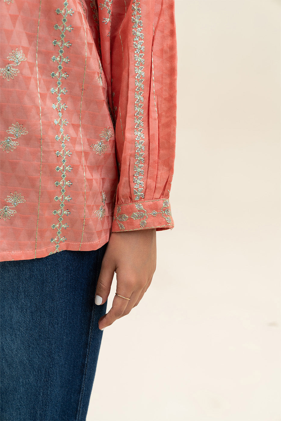 EMBROIDERED JACQUARD TOP (PRET)