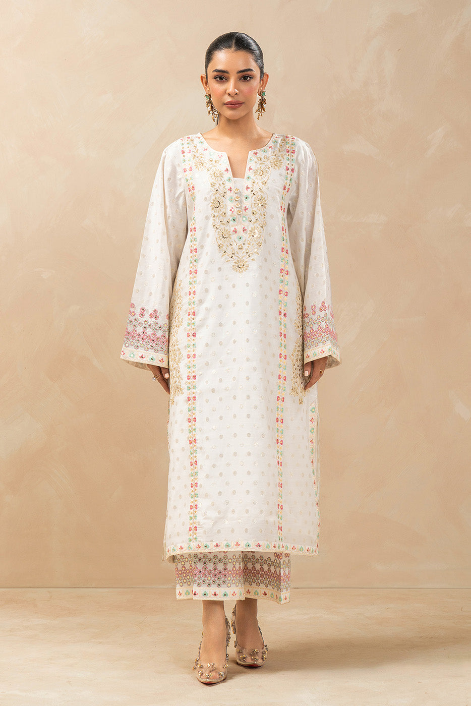 2 PIECE EMBROIDERED LUREX JACQUARD SUIT (LUXURY-PRET)