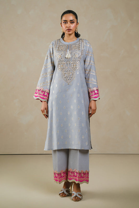 2 PIECE EMBROIDERED LUREX JACQUARD SUIT (LUXURY PRET)