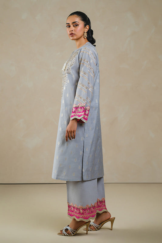 2 PIECE EMBROIDERED LUREX JACQUARD SUIT (LUXURY PRET)