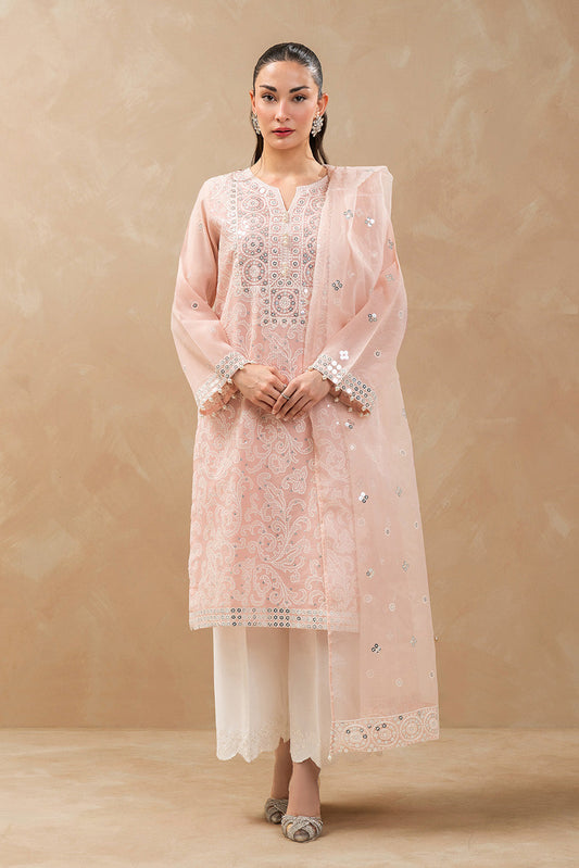 2 PIECE EMBROIDERED PAPER COTTON SUIT (LUXURY-PRET)