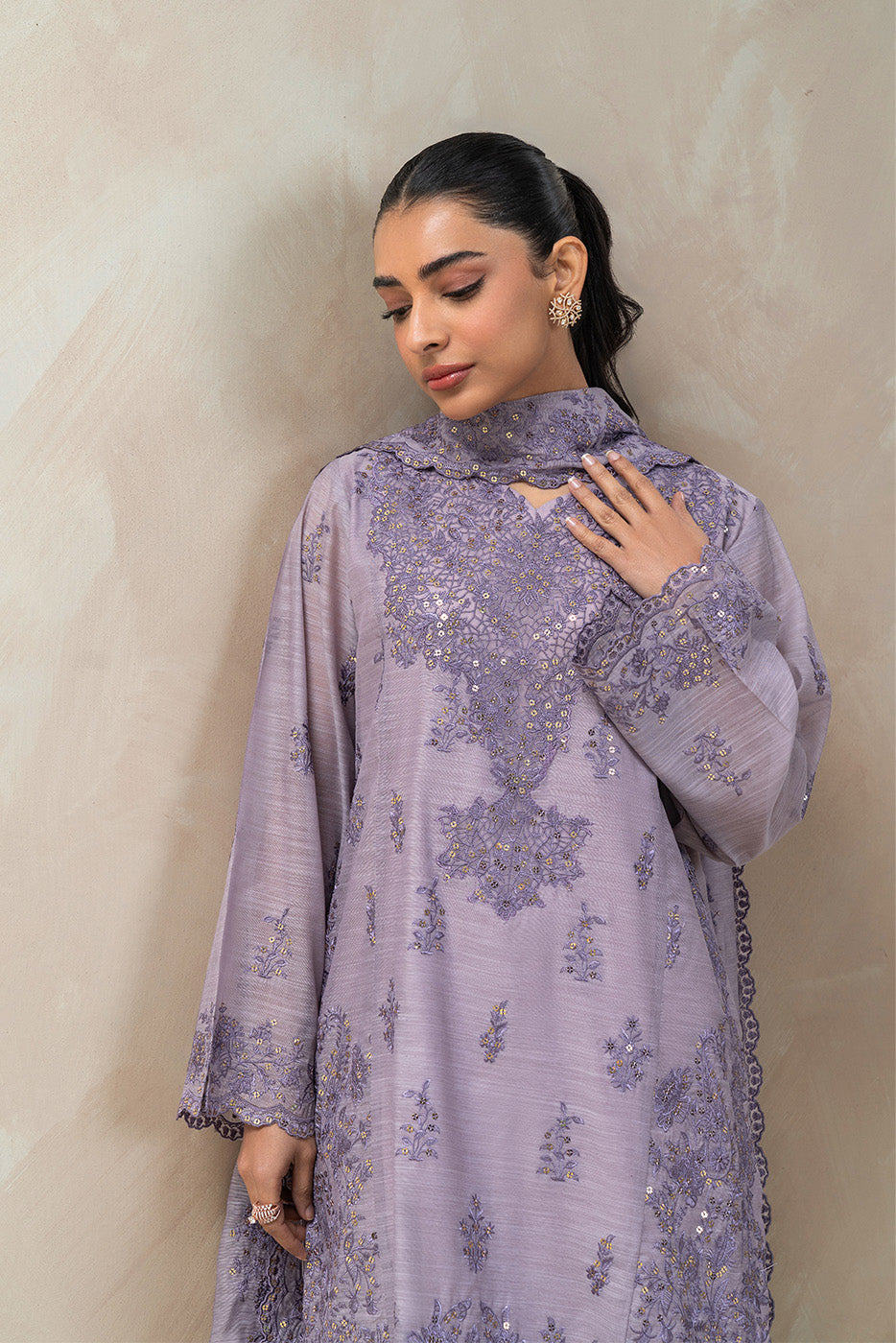 3 PIECE EMBROIDERED MONARK SUIT (LUXURY-PRET)