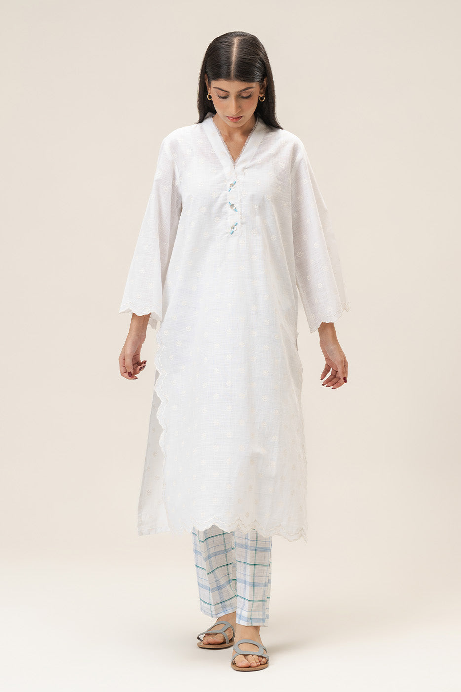 2 PIECE EMBROIDERED TWO WAY SLUB SUIT (PRET)