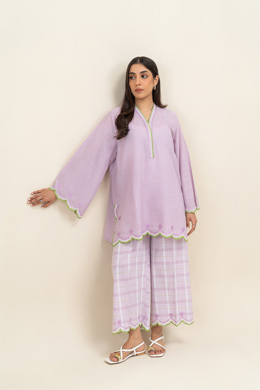2 PIECE EMBROIDERED TWO WAY SLUB SUIT (PRET)