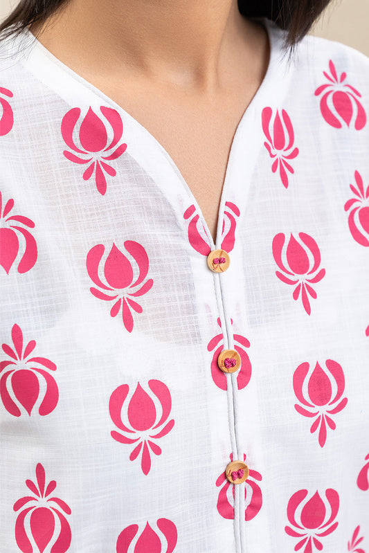 2 PIECE PRINTED TWO WAY SLUB SUIT (PRET)